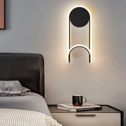 مصباح حائطي عصري من الحديد والألومنيوم والأكريليك بتصميم دائري مع خطاف LED لغرفة النوم 