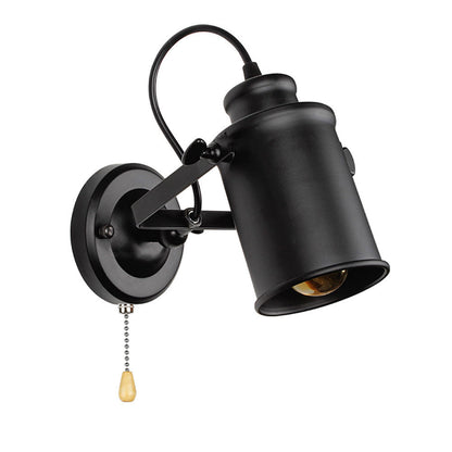 Contemporary Industrial Cylindrical Iron 1-Light Spotlight Wall Sconce Lamp For Living Room