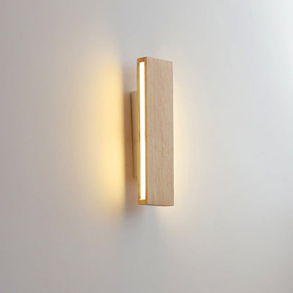 Japanese Minimalist Log Rectangular Flat Rotatable LED Wall Sconce Lamp