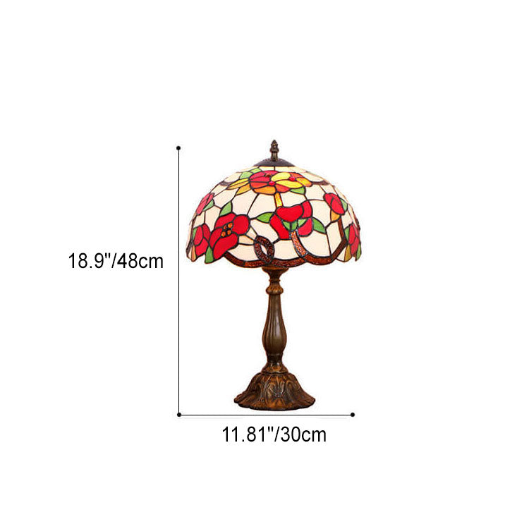 Tiffany Trumpet Flower Stained Glass Dome 1-Light Table Lamp