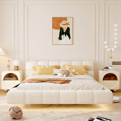 Modern Minimalist Square Tabletop Solid Wood Glass Density Panel Stainless Steel Nightstand 2-Drawer For Bedroom