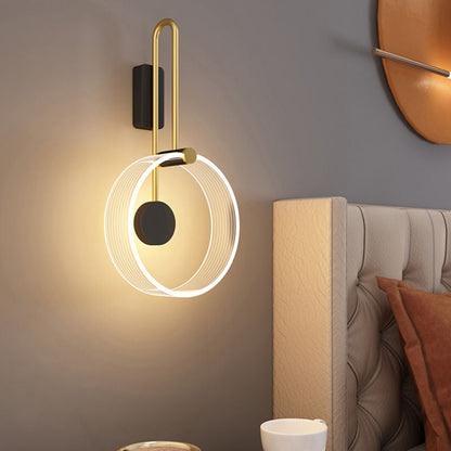 مصباح حائط LED دائري من الأكريليك بتصميم عصري بسيط بجانب السرير 