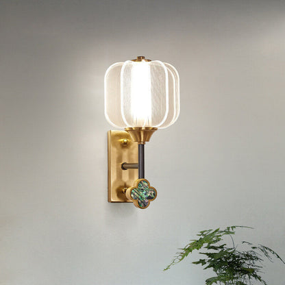 مصباح حائط LED بتصميم صيني مصنوع من النحاس والأكريليك بالكامل بتصميم إبداعي