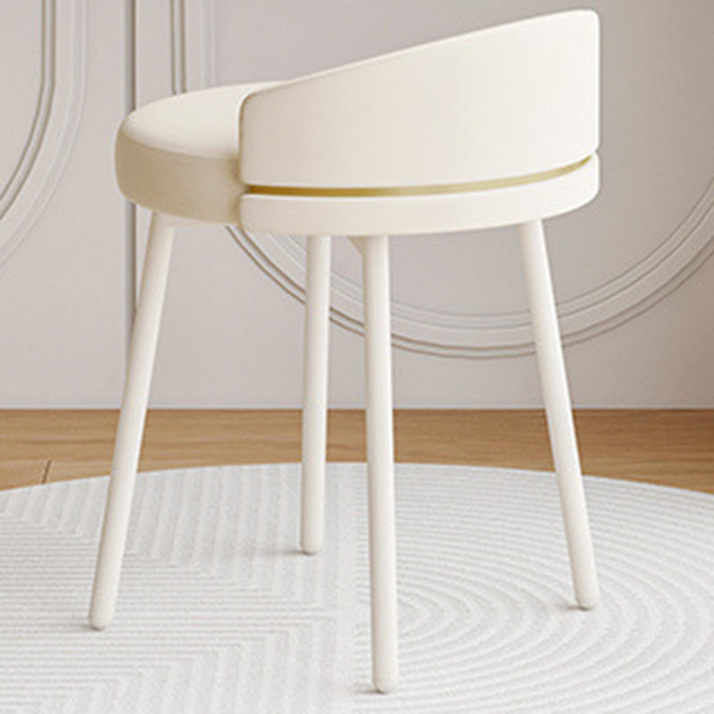 Modern Minimalist Round Cotton Linen Artificial Leather Iron Vanity Stool Low Backrest For Bedroom