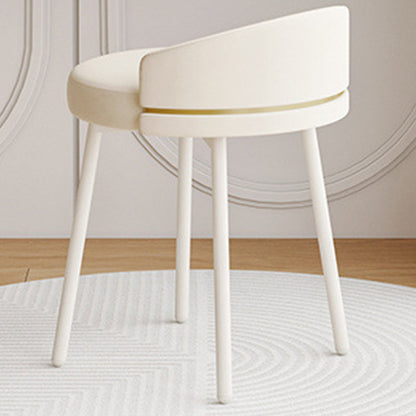 Modern Minimalist Round Cotton Linen Artificial Leather Iron Vanity Stool Low Backrest For Bedroom