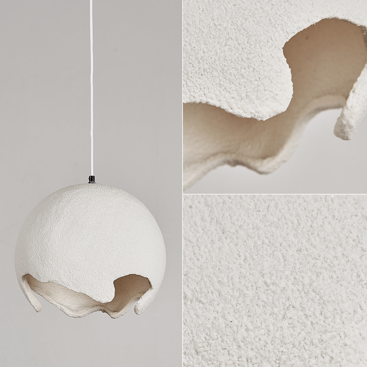 Traditional Japanese Iron Resin Cracked Eggshell Design 1-Light Pendant Light For Dining Room