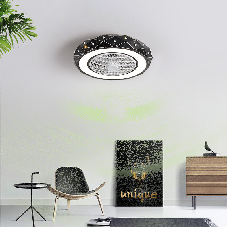 مصباح سقف LED بتصميم شبكي على شكل نجمة بتصميم بسيط على الطراز الاسكندنافي مع مروحة