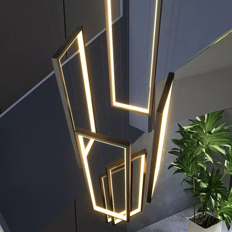 ثريا LED بتصميم عصري بسيط مصنوعة من الحديد والألومنيوم والسيليكا على شكل مربع مستطيل للسقف للسلالم