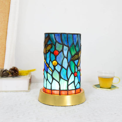 European Style Tiffany Stained Glass Iron USB LED Table Lamp