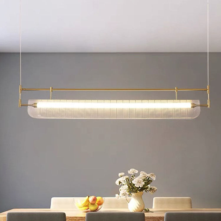 Modern Luxury Acrylic Iron Long Strip LED Island Light Pendant Light For Dining Room