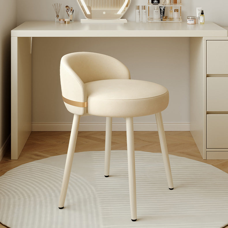 Modern Simplicity PU Leather Metal Sponge Round Vanity Stool Backrest For Bedroom