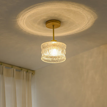 Contemporary Luxury Flower Copper Glass 1-Light Semi-Flush Mount Ceiling Light For Hallway