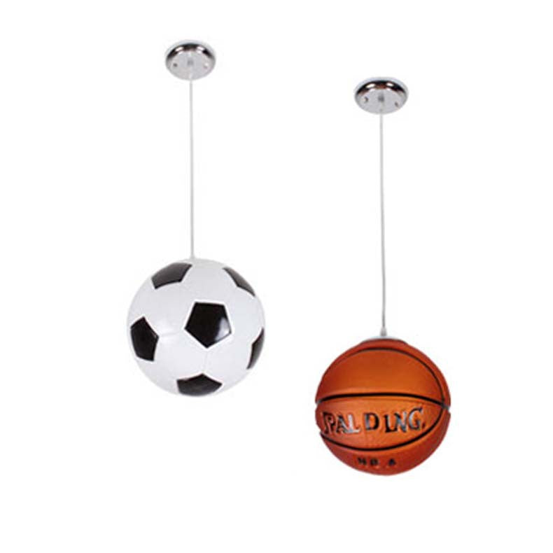 Contemporary Creative Iron Glass Basketball Shade 1-Light Pendant Light For Bedroom