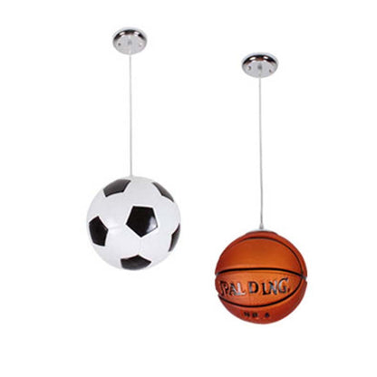 Contemporary Creative Iron Glass Basketball Shade 1-Light Pendant Light For Bedroom