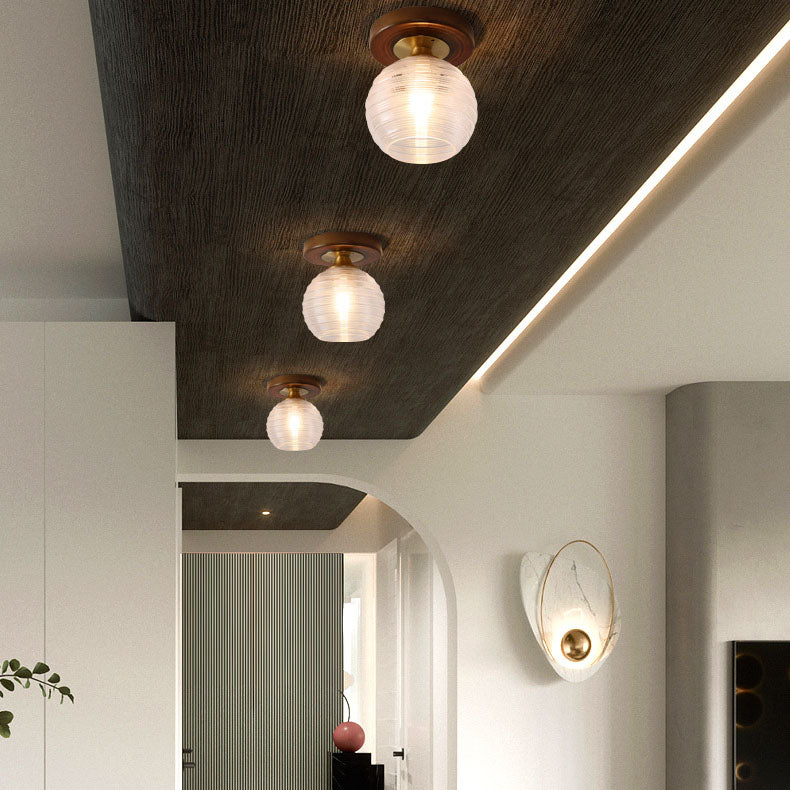 Nordic Solid Glass Square Round Geometry 1-Light Semi-Flush Mount Ceiling Light