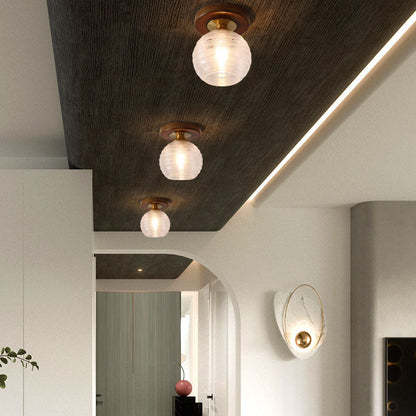 Nordic Solid Glass Square Round Geometry 1-Light Semi-Flush Mount Ceiling Light