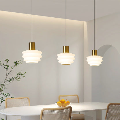 Contemporary Scandinavian Multi Tier Round Iron Rolled Plastic LED Pendant Light For Bedroom