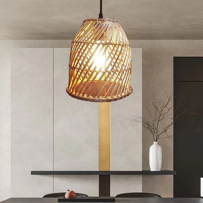 Japanese Minimalist Rattan Weaving 1-Light Pendant Light