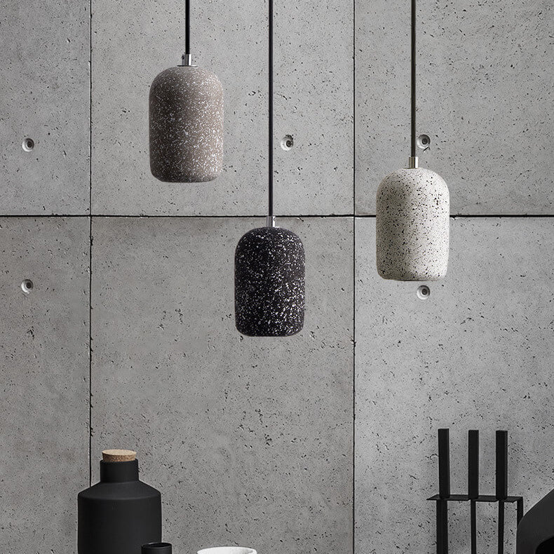 Scandinavian Industrial Minimalist Cylindrical Cement LED Pendant Light