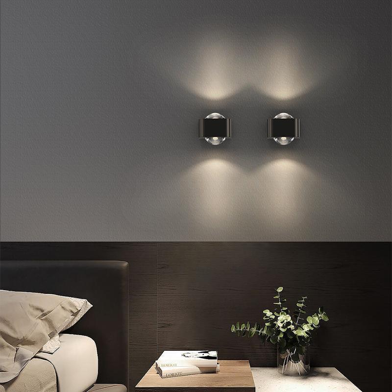 Modern Minimalist Copper Rounded Cuboid Up And Down Luminous LED Wall Sconce Lamp For Bedroom