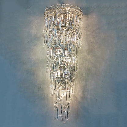 Contemporary Luxury Crystal Tassel Half Post 1-Light Wall Sconce Lamp For Living Room