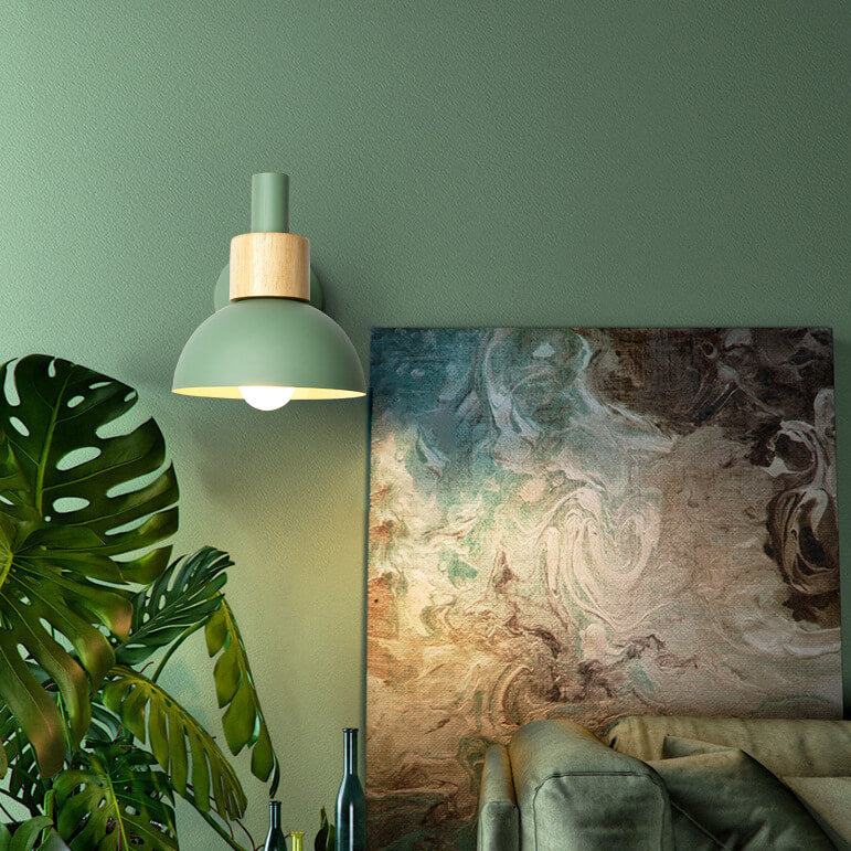 مصباح حائطي عصري كلاسيكي من خشب الماكارون بلون واحد مع مصباح واحد 