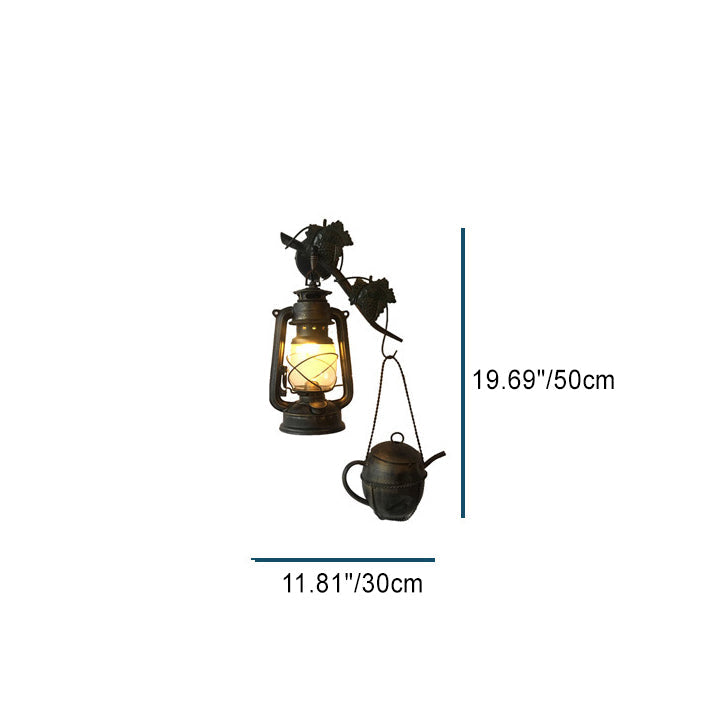 Traditional Vintage Horse Lamp Kettle Iron 1-Light Wall Sconce Lamp For Living Room