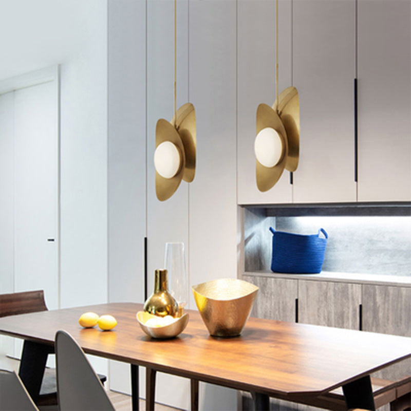 Contemporary Scandinavian Iron Glass Mock Ingot Ball 1-Light Pendant Light For Dining Room