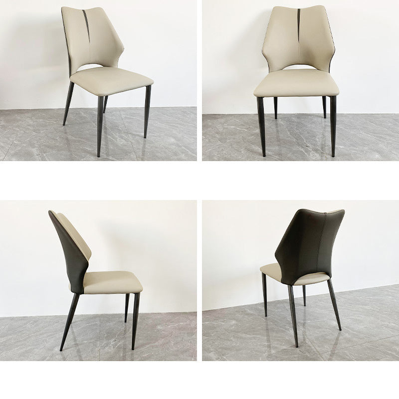 Contemporary Luxury Square Microfiber PU Leather Carbon Steel Dining Chair Backrest For Dining Room