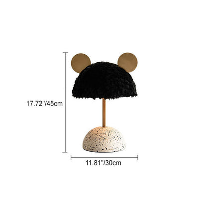 Nordic Creative Mouse Plush Shade Terrazzo Hardware Base 1-Light Table Lamp