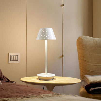 Modern Minimalist Perforated Wrought Iron USB Power-on LED Table Lamp