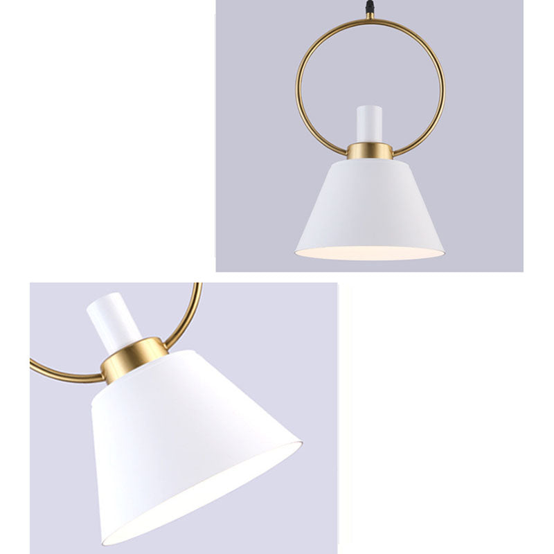 Contemporary Nordic Cone Shade Gold Ring 1-Light Pendant Light For Dining Room