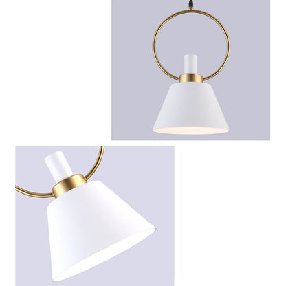 Contemporary Nordic Cone Shade Gold Ring 1-Light Pendant Light For Dining Room
