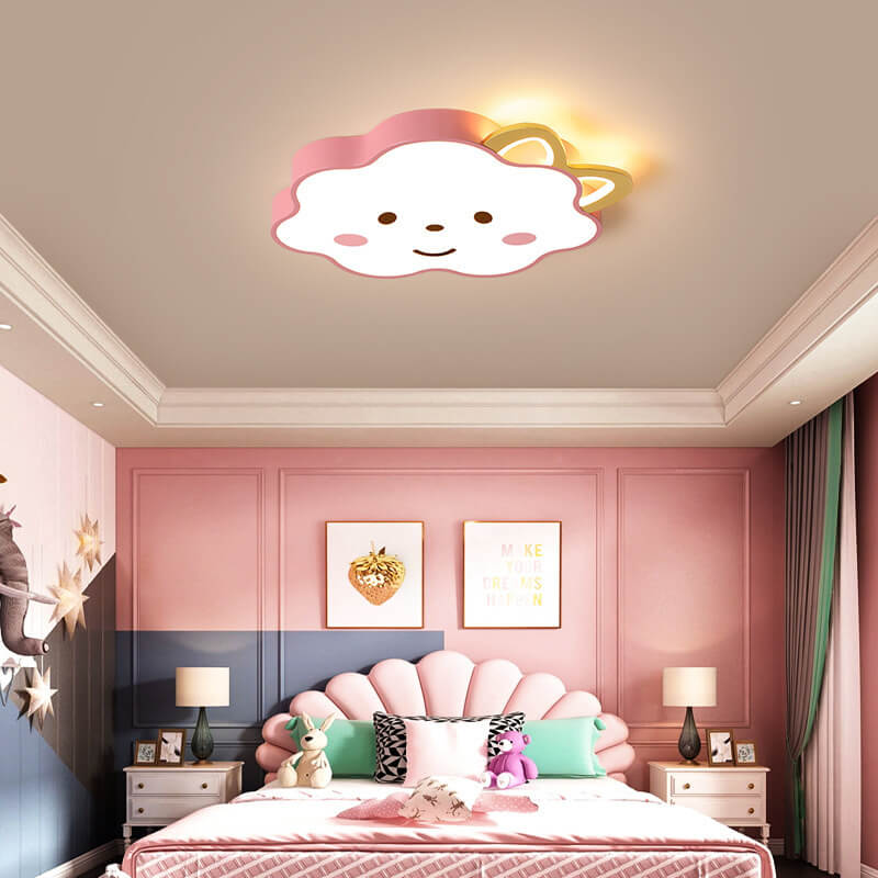 Cartoon Creative Clouds Cat LED Kids Flush Mount Ceiling Light
