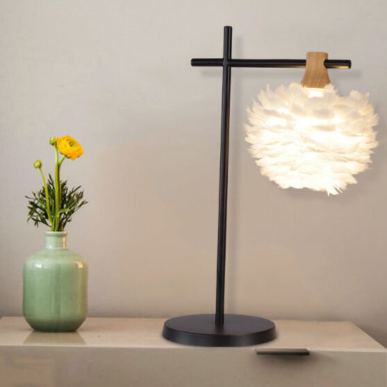 Modern Creative Feather Fishing Rod 1-Light Table Lamp