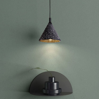 Modern Simplicity Conical Terrazzo 1-Light Pendant Light For Dining Room