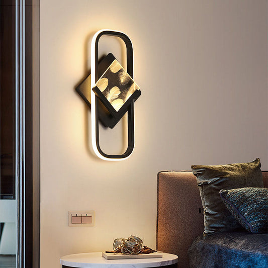 مصباح حائط LED مصنوع من الألومنيوم والأكريليك على شكل مستطيل بتصميم عصري بسيط لغرفة المعيشة 