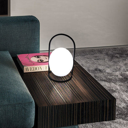 Contemporary Nordic Metal PE Ball Egg Cube Cylinder LED Hanging Rechargeable Table Lamp For Bedside