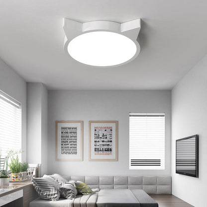 Nordic Macaron Cat Design LED Kids Flush Mount Ceiling Light
