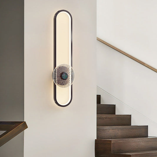 مصباح حائط LED من الألومنيوم بتصميم بيضاوي طويل بتصميم عصري بسيط لغرفة المعيشة 