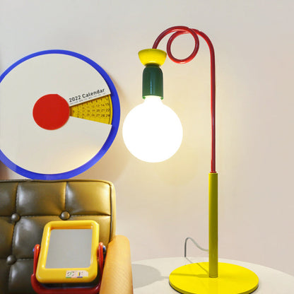 Contemporary Creative Colorblock Geometric Iron Spiral Strip Design 1/2-Light Table Lamp For Bedroom