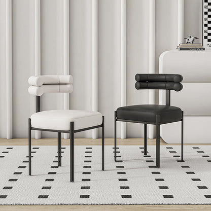 Contemporary Creative Half Arc Square Faux Leather Metal Dining Chair Backrest Armless For Dining Room
