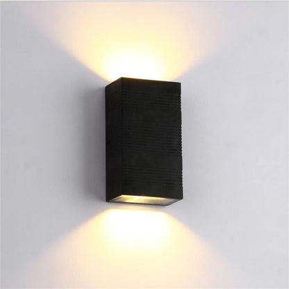Modern Pure Black Rectangular Waterproof Aluminum LED Wall Sconce Lamp