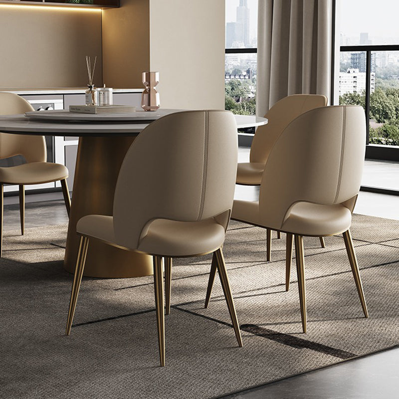 Contemporary Nordic Square Curved Upholstered Microfiber Leather Stainless Steel Dining Chair Backrest For Dining Room