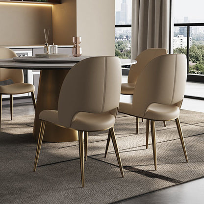 Contemporary Nordic Square Curved Upholstered Microfiber Leather Stainless Steel Dining Chair Backrest For Dining Room