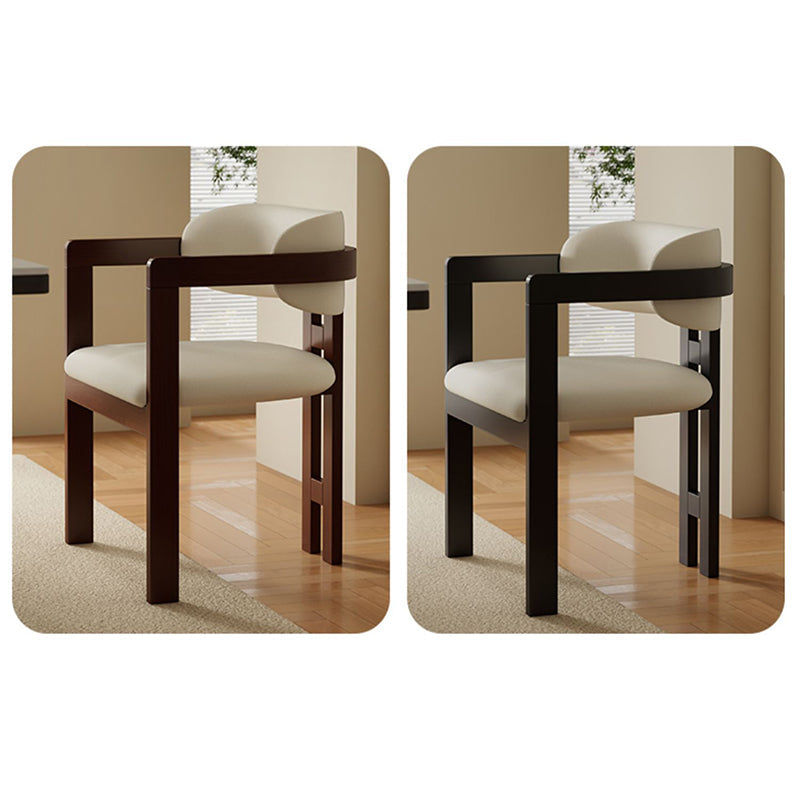 Modern Minimalist Square Microfiber Leather Ash Wood Dining Chair Backrest Armrest For Dining Room