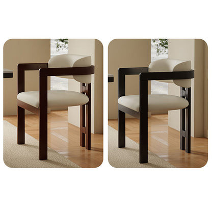 Modern Minimalist Square Microfiber Leather Ash Wood Dining Chair Backrest Armrest For Dining Room