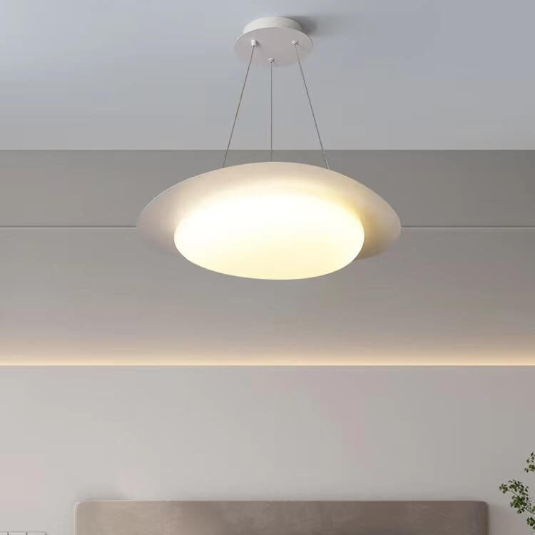 مصباح LED معلق من الحديد الأكريليكي باللون الأبيض بتصميم بسيط على الطراز الاسكندنافي 