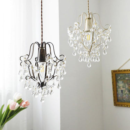 Traditional Vintage Pendant Transparent Iron Crystal 1-Light Pendant Light For Living Room