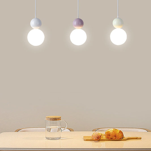 Modern Minimalist Round Ball Hardware Plastic 1-Light Pendant Light For Bedroom